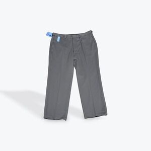 Haggar Men Charcoal Micro Herringbone Straight Fit Dress Pants 38W X 30L